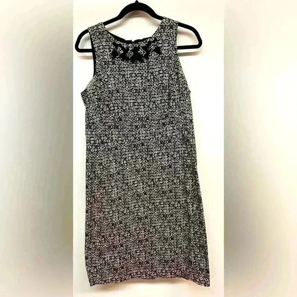 Jones New York Sleeveless Professional/Office Dress - Black and Cream Pattern - Picture 1 of 3